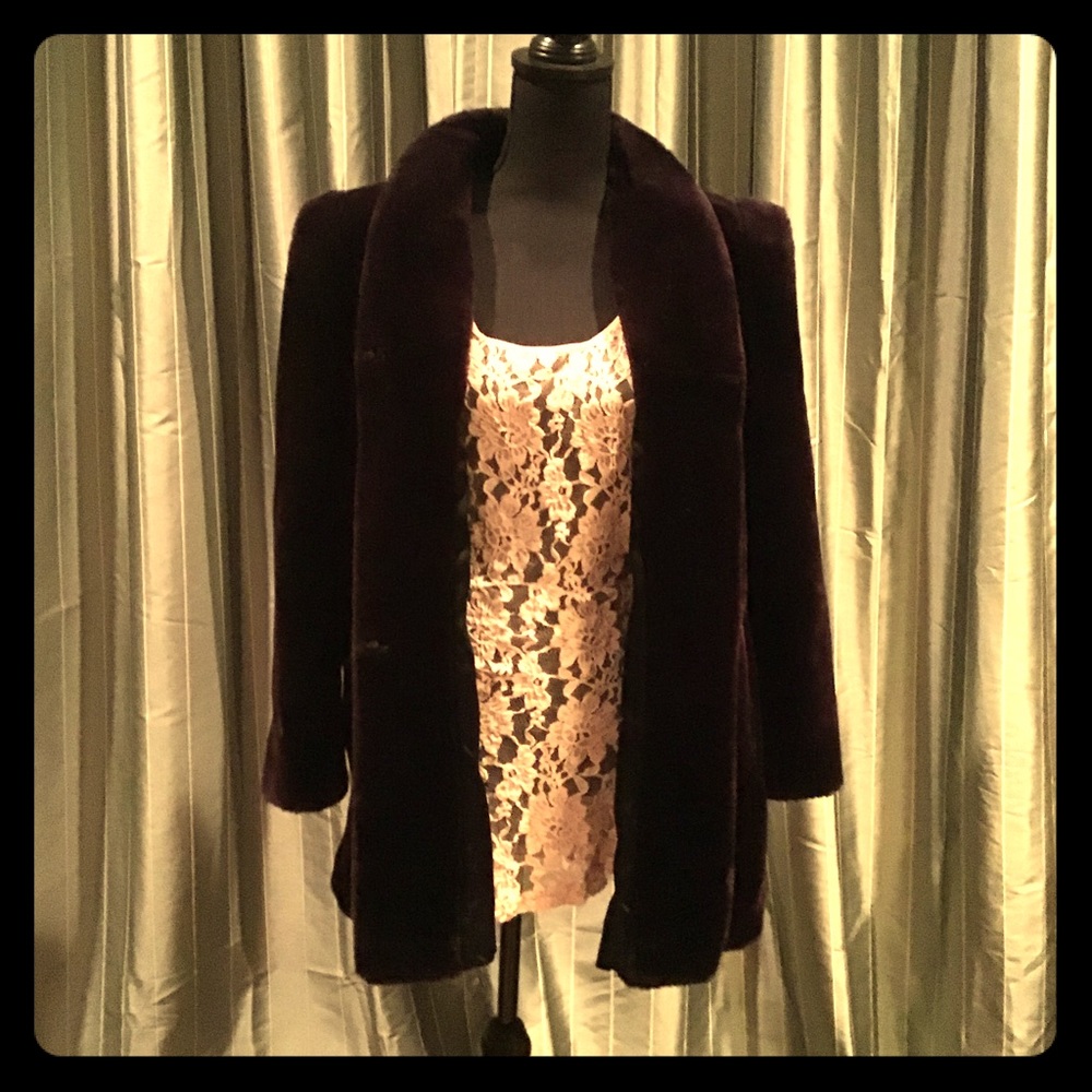 Vintage Dark Brown Faux Fur Coat